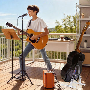 Support de guitare en acrylique <span class=keywords><strong>pliable</strong></span> portable DEDO MA-40M avec hauteur réglable et poids léger pour guitares acoustiques/électriques/basses - Product Image 1