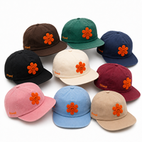 Casquette de baseball à visière plate avec patch floral brodé personnalisé, OEM ODM, marque privée, streetwear, accessoires de mode pour marques de créateurs