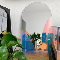 Miroir réflecteur rond Rena miroir amorphe ondulé or rose objet rétro acrylique coucher de soleil miroir néon