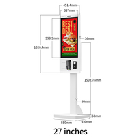 Kios Pemesanan Mandiri Tipe Lantai dengan Layar Sentuh Full HD 27 inci, Printer Thermal 80mm, Pemindai Kode QR, dan Layar Poster Digital