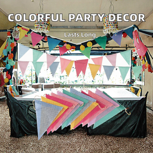 12 Piezas de Guirnaldas de Lino Coloridas de 4 Metros para Fiestas de Cumpleaños, Bodas y Decoración del Hogar - Product Image 2