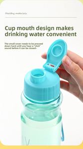 Gobelet sportif réutilisable en plastique PET de 550 ml, design à ouverture par pression portable avec poignée de transport, gobelet à eau léger pour étudiants et camping - Product Image 4