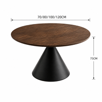 Table à manger ronde rétro en bois massif, plateau en noyer noir, base en bois de caoutchouc, fournisseur OEM ODM Chine