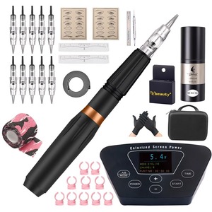 Kit de maquillaje permanente, máquina de tatuaje, 10 agujas, fuente de alimentación de alta capacidad, juego de delineador de cejas, herramientas profesionales de acero inoxidable - Product Image 3