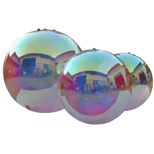 Giant Event Decoration Silver / Colorful PVC Floating Sphere Mirror Balloon Disco Shinny Inflatable Mirror Ball