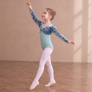 Maillot de Ballet de Terciopelo para Niñas, Manga Larga, con Lazo Frontal, para Entrenamiento y Actuaciones de Danza - Product Image 6