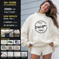 Sudadera Oversize de Cuello Alto Personalizada 2026 para Mujer, de Algodón Grueso con Parche Bordado y Forro Polar Suave con Estampado de Puntos