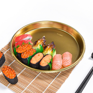 Sunzza-échantillon gratuit jetable, impression or, blister en plastique peu profond pour animaux de compagnie, grands plateaux de fête ronds pour <span class=keywords><strong>Sushi</strong></span> pour l'emballage à emporter - Product Image 2