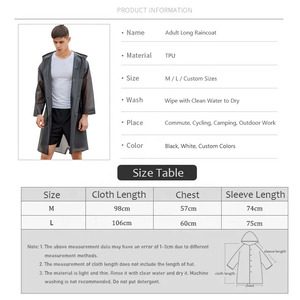 Impermeable de TPU de Poliuretano Suave Ecológico de Alta Calidad OEM, Reutilizable, Largo, para Hombre y Mujer - Product Image 5