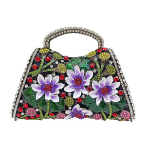 Women Floral Rhinestone Clutch Sparkling Evening Handbag <b>Beaded</b> Crystal Purse For Party - Product Image 6