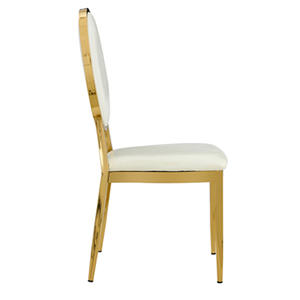 Dominate Venta caliente oro apilable diseño PU cuero terciopelo espalda redonda Acero inoxidable Hotel banquete evento boda silla personalizada - Product Image 3