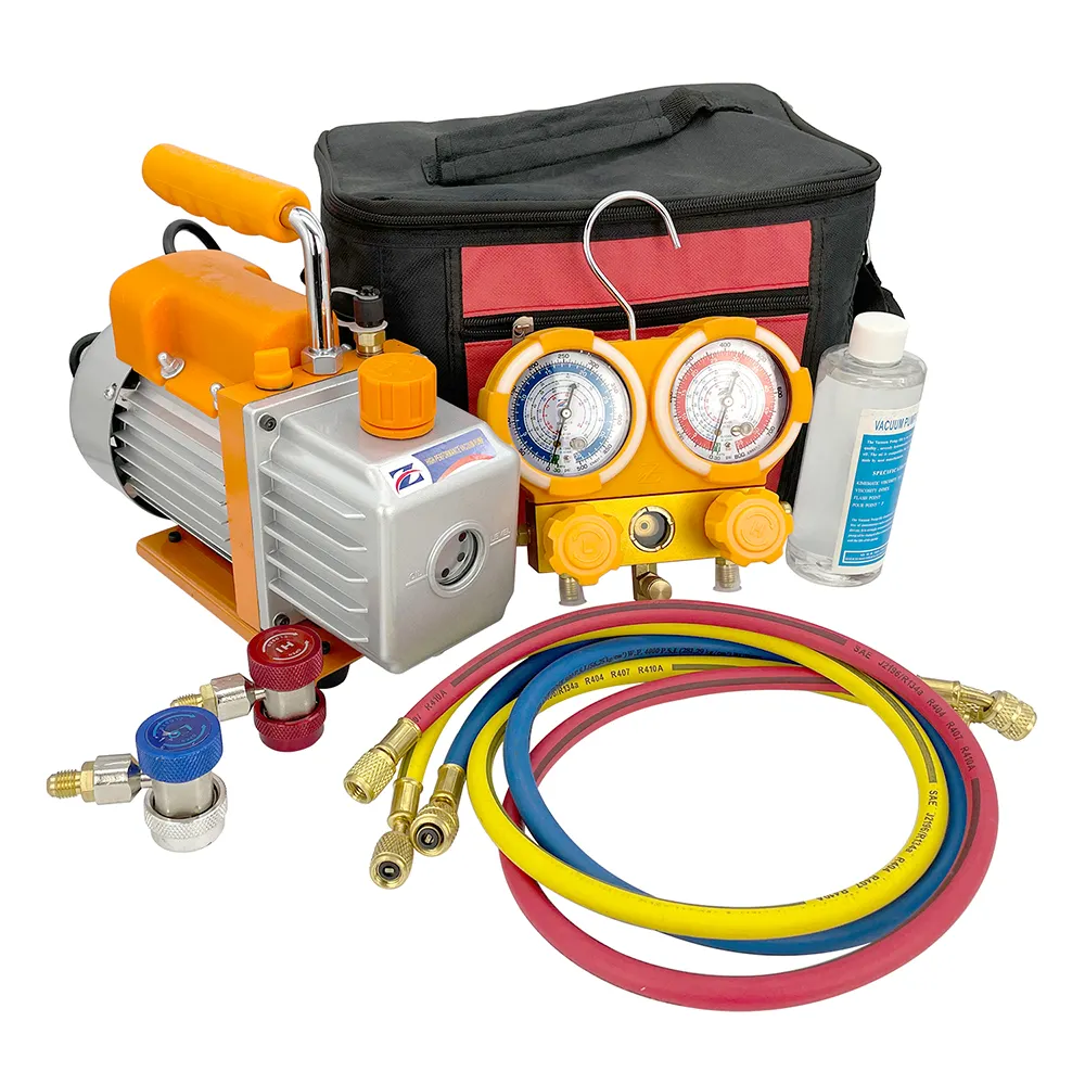 Manifold Gauge Set Air Condition Repairing Set AC Vacuum Pump Tool Kit For Car Repair ZRB-3B