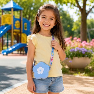 Flower Silicone Crossbody Bag <b>Cute</b> Floral Shoulder <b>Purse</b> Kids Soft Coin Pouch Waterproof Mini Zipper Detachable Strap Adjustable - Product Image 6