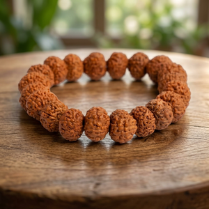 Bracelet Mala Unisexe en Perles de Bois de Rudraksha Naturel Marron, Certifié par un Expert, Idéal pour la Méditation, Cadeau Fait Main - Product Image 3