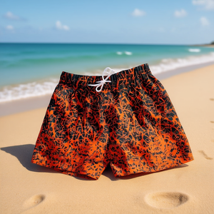 Costume da Bagno Uomo Hdj Board Shorts Arancione Nero Stampa XL Asciugatura Rapida Abbigliamento Estivo da Spiaggia - Product Image 2