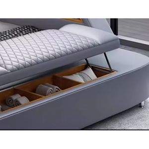 Set di Arredamento Moderno per Camera da Letto Letto Matrimoniale Multifunzionale di Lusso in Pelle King Size Letto Intelligente con Massaggio e Proiettore - Product Image 3