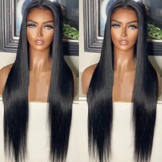 50 inch straight swiss human hair 360 hd glueless lace front human hair wig human hair transparent lace front for black women