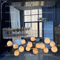 Lustre ovale à 15 lumières avec abat-jour en albâtre pour salle à manger, lustre linéaire moderne pour salon, restaurant, maison, LED