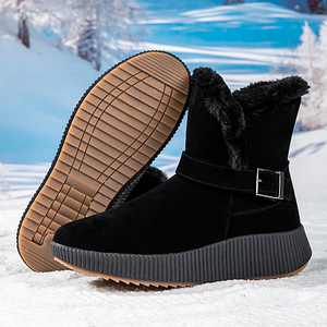 Nouvelle fourrure hiver femme bottes talon haut plate-forme sans lacet boucle moins 20 peluche chaud cheville neige chaussures <span class=keywords><strong>ski</strong></span> en plein air pour les filles pas cher - Product Image 4