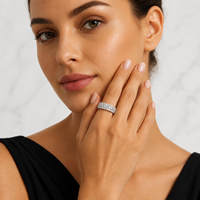 Bague Moissanite VVS1 Couleur D Certifiée GRA Trois Rangs Demi-Éternité en Argent Sterling 925 pour Femme – Fabricant de Bijoux Personnalisés