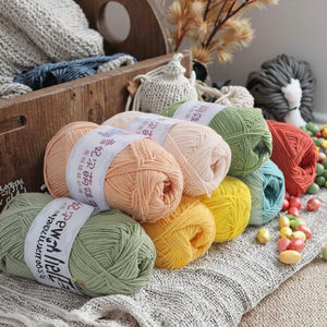 Fil de coton pour bébé à haute ténacité à 4 brins recyclé mélangé pour tricoter et tisser à la main-Artisanat de fil mélangé - Product Image 1