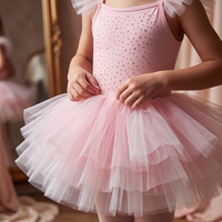 Nouvelle arrivée, robe de tutu de danse pour filles avec manches bouffantes brillantes, vêtements d'entraînement de danse