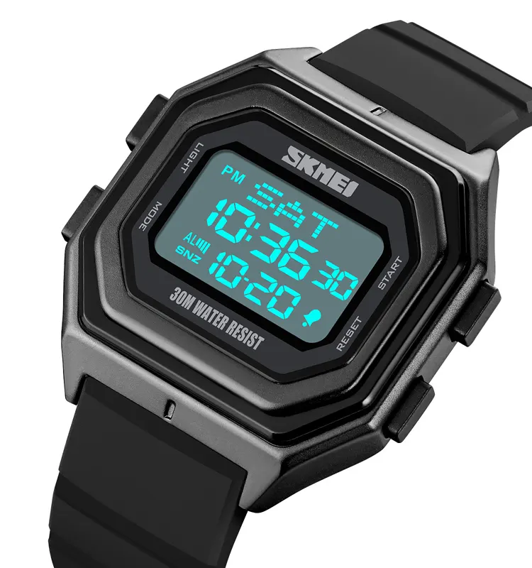 Skmei 1875 custom logo black stainless steel EL light elegant mans digital sports watches