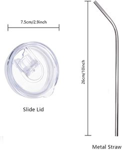 Gobelet isotherme blanc de 20 oz en acier inoxydable 304 à double paroi, droit et fin, vierge pour sublimation, avec paille - Product Image 5