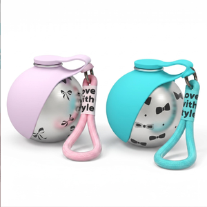 GLIWAY Round pet <b>water</b> <b>bottle</b> <b>for</b> <b>dogs</b> and cats – ideal <b>for</b> outdoor walks all-in-one, foldable, portable <b>water</b> cup - Product Image 2