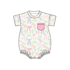 RTS Coquette Bows Love Vêtements pour bébés filles, barboteuse à bulles pour tout-petits, 95% coton, 5% élasthanne, automne/printemps, décontracté, vente en gros, nouveau-né - Product Image 4