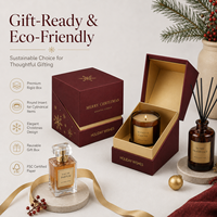 Boîte cadeau de luxe rigide personnalisée pour Noël avec couvercle rabattable et insert rond pour bougie parfumée, diffuseur de parfum, emballage de fêtes