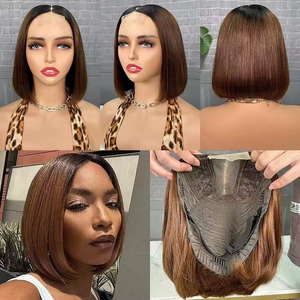 Venta al por mayor 10-18 pulgadas negro brasileño virgen Peluca de pelo corto 8-14 pulgadas <span class=keywords><strong>Bob</strong></span> recto para las mujeres de encaje Frontal pelucas de cabello humano grande - Product Image 4