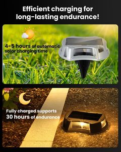 Borne lumineuse solaire 30H pour route, 10 modes de couleur RGB, 4 LED, en aluminium, étanche, avec changement de couleur dynamique, pour jardin - Product Image 2