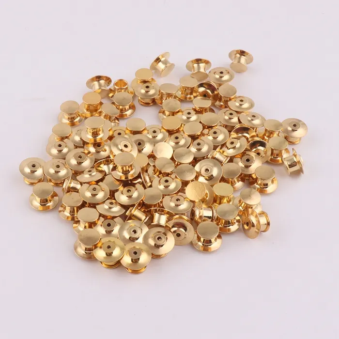 Metal Clutch Clasp Fastener pin back brass tie tac Locking top Flat head Label Pin Back