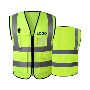 Tùy chỉnh bán buôn khả năng hiển thị cao polyester an toàn vest thoáng khí ANSI isea tiêu chuẩn phản chiếu dây kéo phía trước bảo hộ lao động đồng phục - Product Image 1