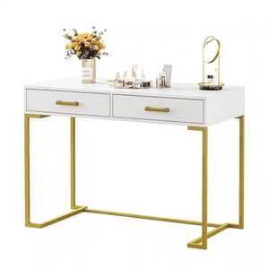 Coiffeuse moderne élégante en MDF avec tiroirs et miroir sur pied pour femmes et jeunes filles, idéale pour chambre, hôtel, salon - Product Image 3