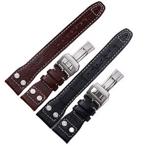 Bracelets de <span class=keywords><strong>montre</strong></span> en <span class=keywords><strong>cuir</strong></span> de luxe 20 mm <span class=keywords><strong>avec</strong></span> fermoir à rivets et fermoir pliant pour IWC Mark 17, brun foncé, noir, 21 22 mm OEM - Product Image 1