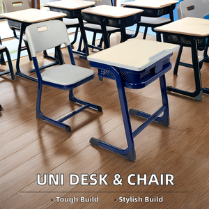 Hot Sale Modern Children School Furniture <b>Desk</b> and Chair Metal Drawer Set PT-308D Student Table Chair Set PT-308D - Product Image 4