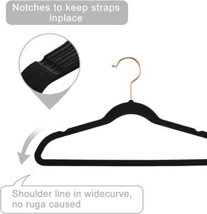 Velvet Non-Slip Single Tier Heavy Duty Iron Space Saving Coat & Suit <b>Hangers</b> with Tie Bar - Product Image 4