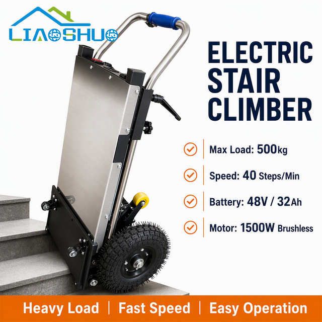 New LIAOSHUO Heavy Duty Wheeled Electric Stair Climber Trolley Lithium Battery Hand Truck Dolly 48V for Furniture Moving