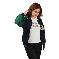 Veste Bamber Popover à manches longues pour femme avec col montant Tissu tissé à coupe décontractée Logo avant teint uni-Style de rue pour l'automne