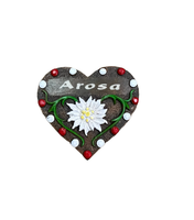 Aimant de réfrigérateur personnalisé en résine alpine MDF, forme cœur, gant, Arosa Edelweiss, pour Pâques, ski, sac à dos