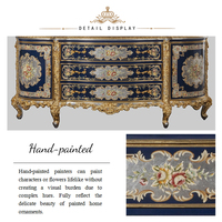 Meubles de salle à manger de luxe en bois massif sculpté à la main, série européenne Yips LD-2004-1848, motif floral peint à la main, style antique.