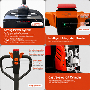 รถยกพาเลทไฟฟ้าแบบเดินตาม รุ่น 2.0T จากโรงงานโดยตรง ใช้แบตเตอรี่ลิเธียม 48V สำหรับคลังสินค้าและโลจิสติกส์ - Product Image 4