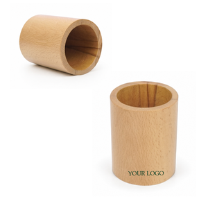 Corporate Gift Custom Logo Natural Beech Wood <b>Pen</b> <b>Holder</b> Desktop Pencil Cup Wooden <b>Desk</b> Organizer Low MOQ - Product Image 2