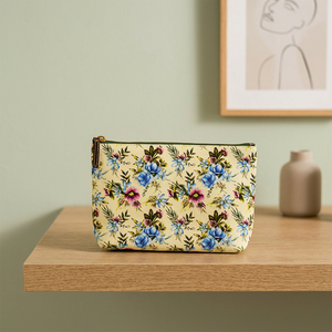 Pochette cosmétique en coton imprimé floral en gros |   Trousse de maquillage à fermeture éclair et organiseur de voyage |   Pochette de toilette en tissu personnalisée - Product Image 6