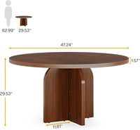 Tribesigns Table de conférence ronde Table de séminaire de réunion en bois rustique avec base en forme de X pour salle de conférence de bureau