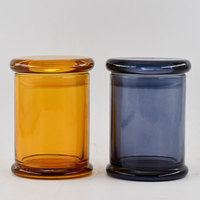 Pot de bougie en verre vert clair avec couvercle en verre, conception de forme Unique de 7oz à large bouche