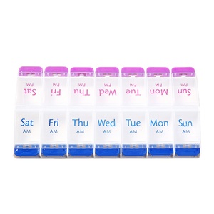 Nouvelle boîte à pilules portable en plastique à 14 compartiments, à ressort indépendant, double rangée, pour une semaine - Product Image 1