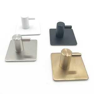 Thép Không Gỉ Kim Loại Áo Khăn Móc Tự Dính Tường Móc Đen Dính Treo Quần Áo Móc - Product Image 5